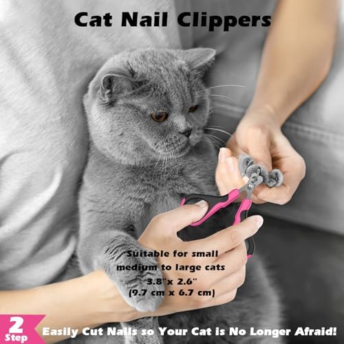 3PCS Cat Grooming Supplies, Cat Brush & Nail Clipper/Trimmer & Flea Comb - Image 4