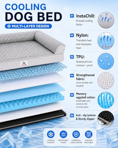Cooling Dog Bed with PCM, Instant Chill Medium Pet Sofa, Indoor Outdoor - Image 3