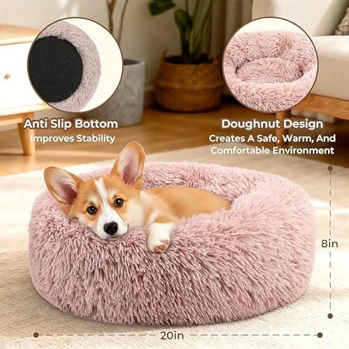 Calming Donut Dog and Cat Bed for Indoor Cats, Anti-Anxiety Round Fluffy Soft - Image 2