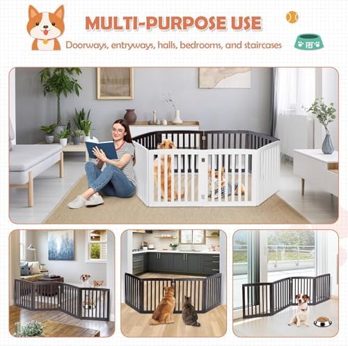 Dog Gate Pet Gate Indoor for Stairs Doorways 82x24 Inch 4 Panels Dog Fence - Image 5