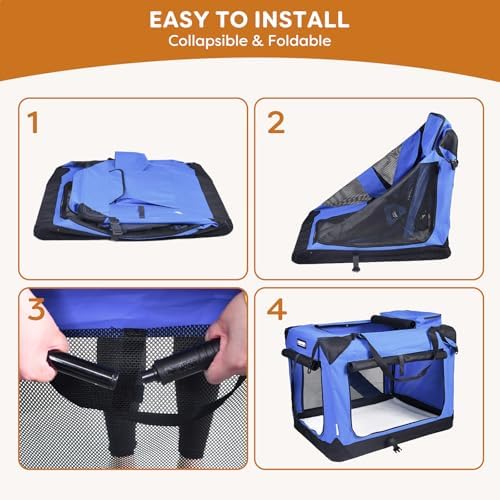 JESPET 3 Door Portable Collapsible Soft Dog Crate Carrier - Image 4