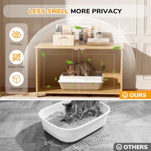 Extra Large Cat Litter Box Enclosure Furniture Dog Proof, Hidden Kitty Washroom - Image 3