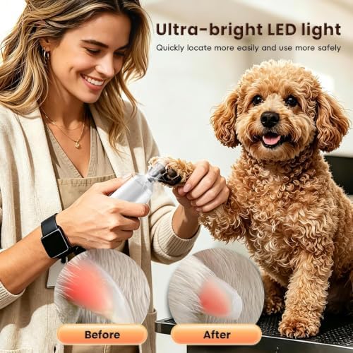 6-Speed Dog Nail Grinder with Led Light, 30 db Ultra Quiet Brushless Motor - Image 4
