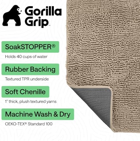 GORILLA GRIP SoakSTOPPER Dog Door Mat, Machine Wash and Dry, 48x30 Beige - Image 3