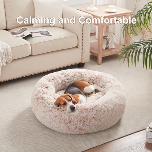 33 in Faux Fur Fluffy Donut Dog Bed - Image 2