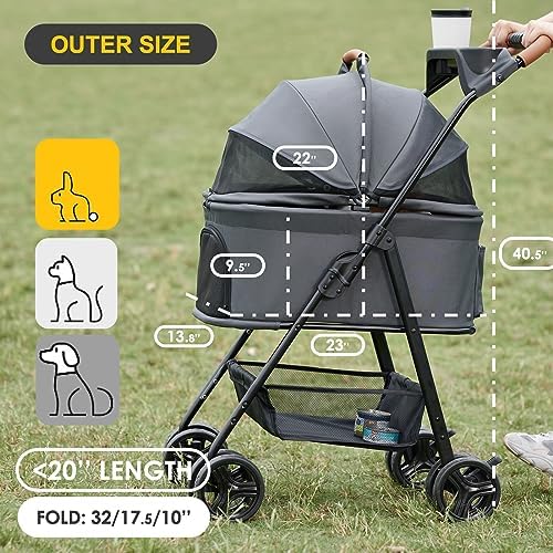 Zoosky 3 in 1 Dog Stroller, Folding Pet Stroller w/Removable Carrier - Image 2