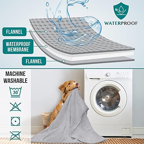 PetAmi Waterproof Dog Blanket, Leakproof Puppy Blanket, 24x32 Light Gray - Image 4