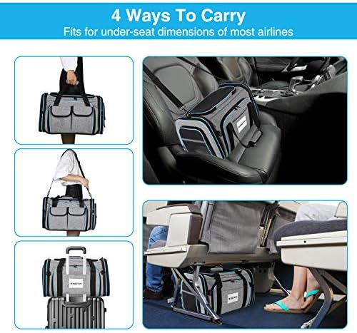 Airline Approved Pet Carrier, Large Soft Sided Pet Travel TSA Carrier 4 Sides - Image 7