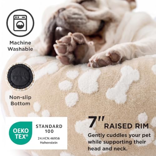 LE SURE Shown on TV Jacquard Donut Cute Small Dog Beds, Sand 23x23x7in - Image 3