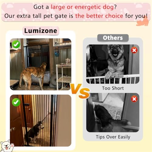 Lumizone Extra Tall Cat Gate 61.02" High 29.92"-59.44" Wide Pet Gate White - Image 5
