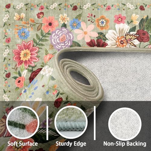 Floral Area Rug 4x6 for Bedroom Dining Room - Image 4
