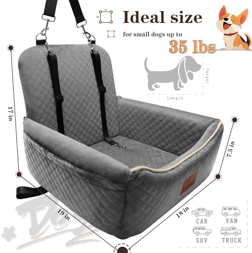 Dog Car Seat Bed 2 in 1 for Small/Medium Dogs up to 35 lbs, Adjustable Safety - Image 3