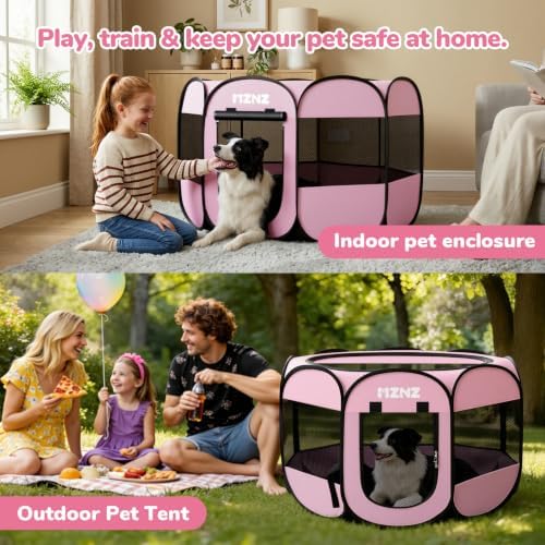 Dog Cat Small Animal Puppy Playpen Crate, Whole Pink - Image 5