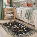 Black Floral Area Rug 3x5 for Bedroom Entryway by WelcometoBabovid