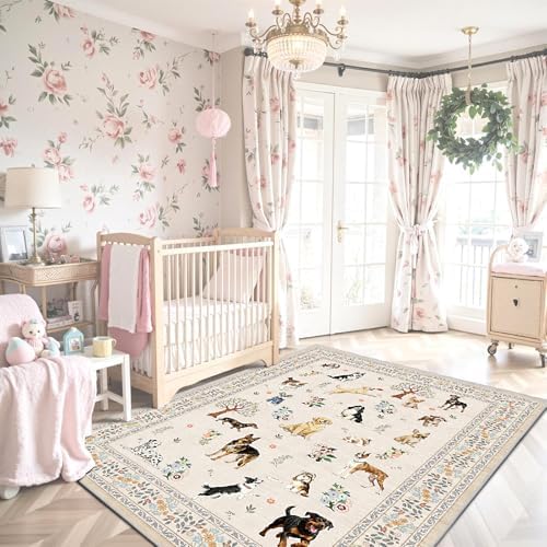 Beige Floral Area Rug 4x6 for Bedroom Livingroom - Image 3