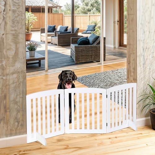 Freestanding Pet Dog Gate 24 Inch Foldable Dog Fence Indoor 3 Panel Extra Wide - Image 7