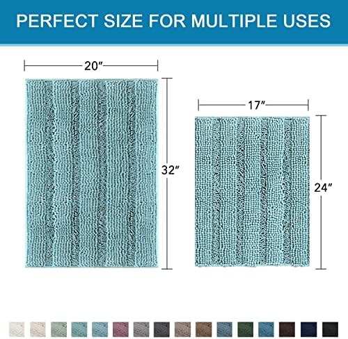 H.VERSAILTEX Extra Thick Chenille Striped Pattern Bath Rugs - Image 2
