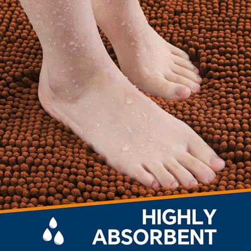 Chenille Bathroom Rug 30"x50" Rust, Large Plush Bath Mat - Image 4