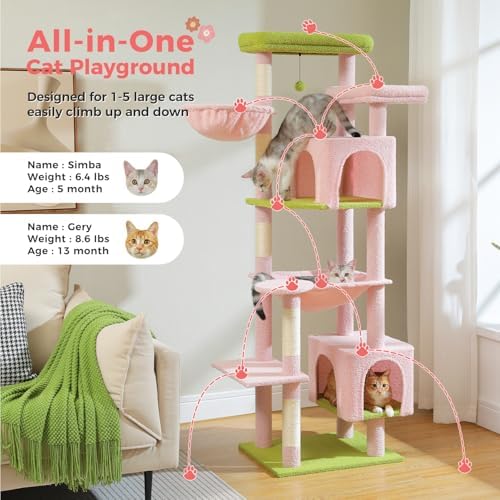 69" Tall Cat Tree for Indoor Cats Large Adult - Image 2