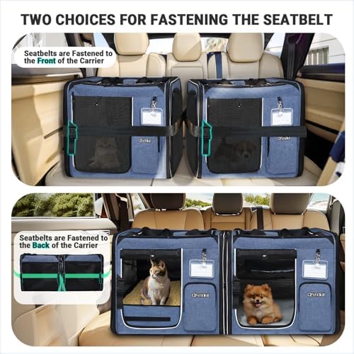 Petskd 2 in 1 Double Cat Car Travel Carrier - Image 3