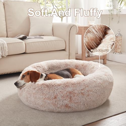 33 in Faux Fur Fluffy Donut Dog Bed - Image 4
