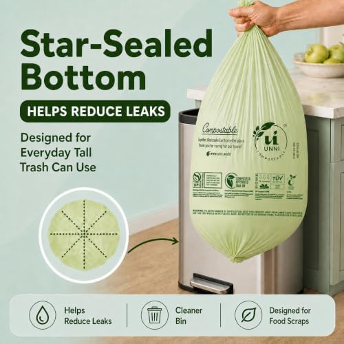 UNNI Compostable Bags, 13 Gallon, 49.2 Liter, Extra Thick 0.9 Mil - Image 6