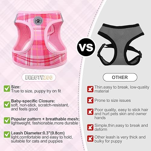 BEAUTYZOO Small Dog Harness and Leash Set, Step in No Choke No Pull Soft Mesh - Image 5