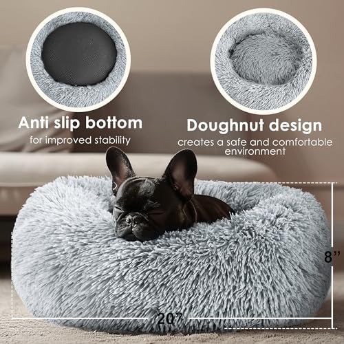Hoewina Dog & Cat Bed for Indoor Cats, 20in Calming Donut Bed - Image 3