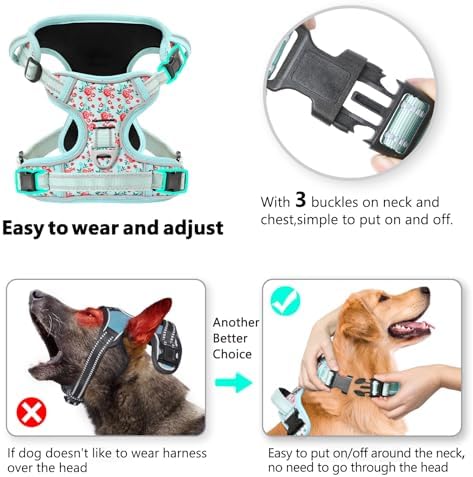 Timos Dog Harness, NO Need Go Over Dogs Head 3 Snap Buckles Pet Harness - Image 2