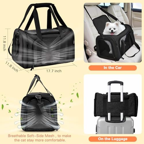 Cat Carrier with Litter Box, Cat Travel Carrier Soft Sided & Foldable Travel - Image 3