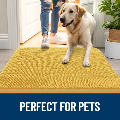 OLANLY Dog Door Mat for Muddy Paws 70x35, Super Absorbent Chenille Mud Mat - Image 6