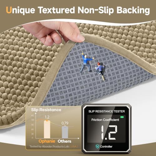 Ophanie Beige Bathroom Runner Rugs 72x24, Soft Chenille Bath Mat, Non Slip - Image 4
