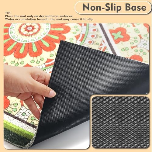 Bohemian Kitty Litter Mat 24"x17", Non-Slip Litter Box Mat, Washable Cat Litter - Image 5