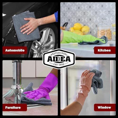 AIDEA Microfiber Cleaning Cloth Grey 50PK, Microfiber Towels - Image 5