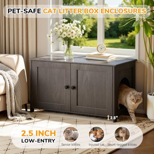 Extra Large Cat Litter Box Enclosure Furniture Dog Proof, Hidden Kitty Washroom - Image 6