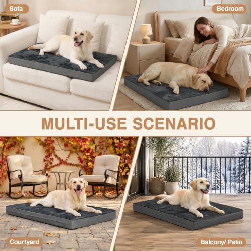 Waterproof Dog Bed Large Sized Dogs, Orthopedic Washable Crate Pad 35"x22" - Image 4