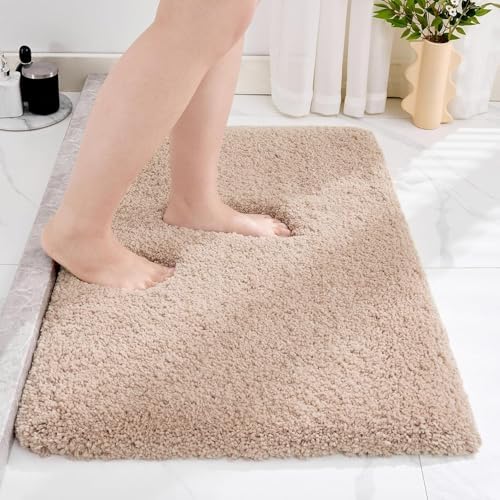 Disolla Beige Bathroom Rugs 20x32, Non-Slip Plush Thick Bath Mat by Disolla