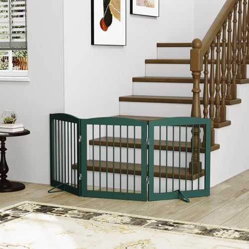 PUPETPO Freestanding Pet Gate for Dogs, Foldable Wooden Dog Gate for House - Image 7