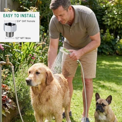 Dog Shower Attachment with Adjustable Water Pressure & Pause Mode - Image 7