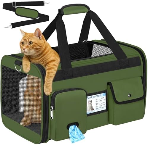HUANLANG Large Cat Carrier Soft Sided Travel Pet Carrier Airline Approved by HUANLANG