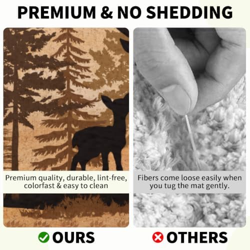 Giwawa Forest Deer Bath Rug Wildlife Animal Low Pile Entryway Carpet 20x32 Inch - Image 5