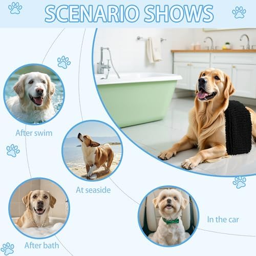 OLANLY Chenille Dog Bath Towel 31x13, Ultra Absorbent Quick Dry Pet Towel - Image 7