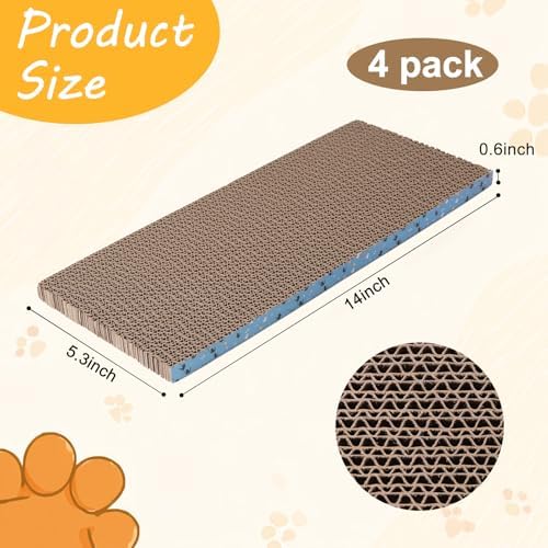4Pack Cat Scratcher Pad, Reversible Scratching Cardboard - Image 2