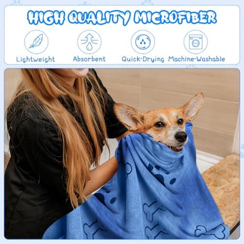 Tatuo 12 Pcs Dog Grooming Towels 28 x 55 Inch Microfiber Drying Pet Bath Towels - Image 5