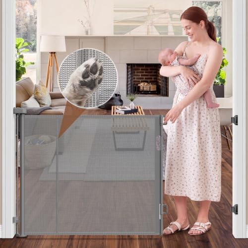 GRENFU Reinforced 59" Wide Retractable Baby Gate Retractable Dog Gate by BabyPetProofingProducts