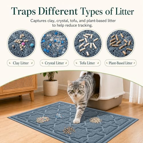 Yimobra Cat Litter Mat, Waterproof Litter Trapping Mat, Tea Blue - Image 2