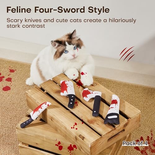 Potaroma 4Pcs Cat Toys, Horror Halloween Knife-Shaped Kitten Catnip Crinkly - Image 6