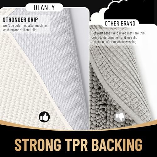 OLANLY Thick Chenille Small Bathroom Rugs 24x16, Absorbent Bath Mat - Image 5
