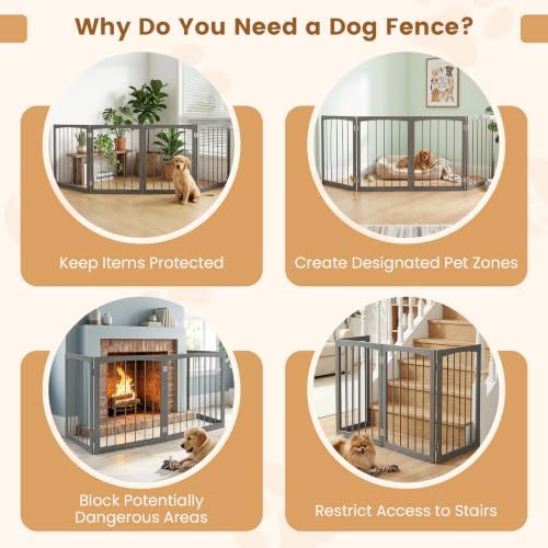 Giantex 4-Panel Freestanding Foldable Dog Gate - Image 5
