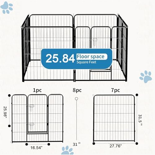 NEWBULIG Dog Playpen Indoor 8 Panels 32 Inch, Metal Outdoor Dog Fence Pen - Image 5